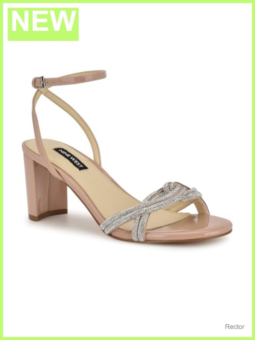 Nine West Genner Dress Heeled Sandals Women's Embellished Satin Block Heel